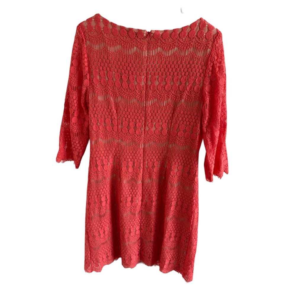 Eliza J Salmon Lace Dress Size 14 Sheath Cocktail Elegant - Picture 4 of 6